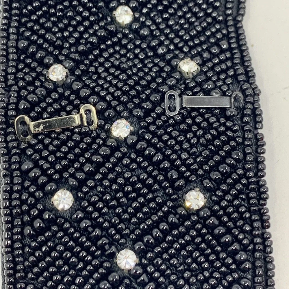 Vtg Beaded Rhinestone SM Sash Belt Seed Bead Silk Formal Magid 80s 90s Fancy